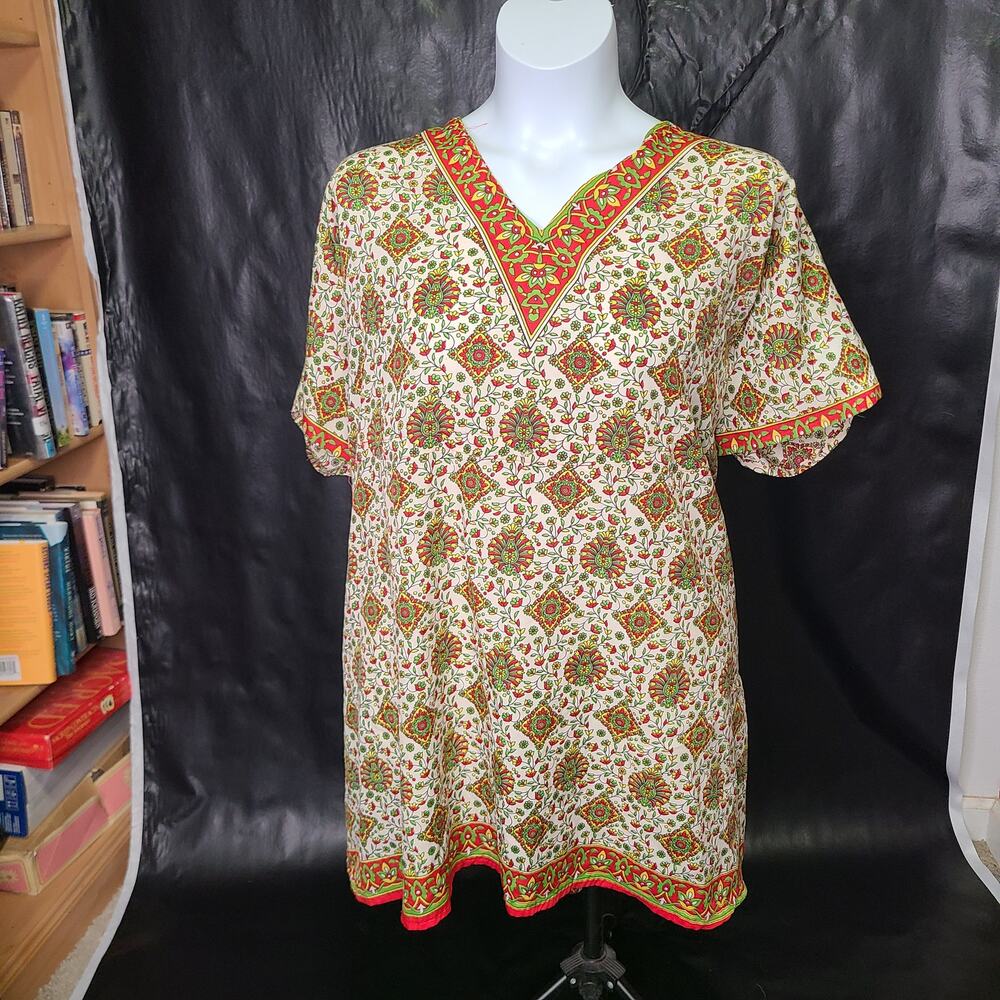 Unbranded Cream Green Red Kaftan dress size medium